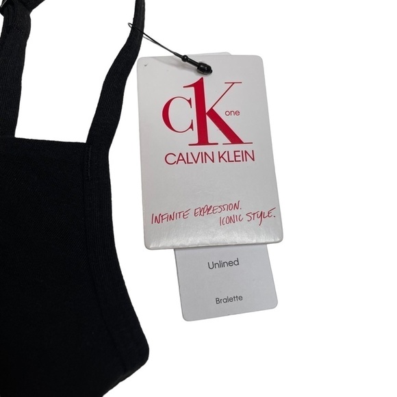 Calvin Klein CK One Bralette Unlined Cotton Blend Black White XS New - Picture 3 of 8